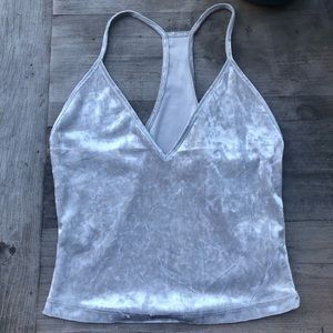 Silver Suede Crop Tank